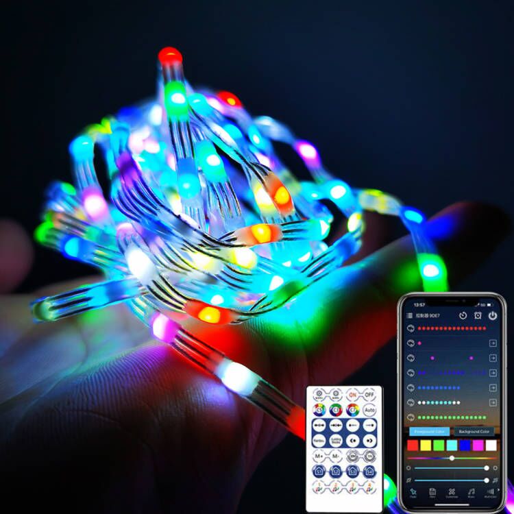 APP التحكم wifi الذكية أضواء شجرة الكريسماس ، الذكية DC 5V LED الجنية ضوء عيد الميلاد في الهواء الطلق سلسلة أضواء