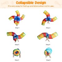 Tunnel pliable en forme de S pour chats d'intérieur, chatons, chiots, lapins, tunnel de jeu interactif à 5 voies pour grands chats avec balle de jeu