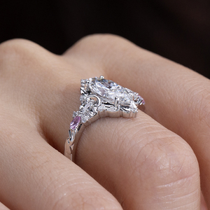 Bague d'éternité Messi Jewelry MSR-2128 en or 14 carats, forme marquise, design fantaisie, diamant de laboratoire, bague de fiançailles - Product Image 6