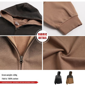 Sudadera con capucha para hombre, oversize, con cremallera YKK, frontal abierto, efecto tie-dye, lavado Monkey Wash, vintage, 100% algodón, 430GSM - Product Image 6