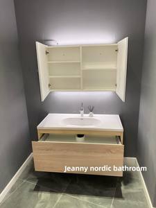 <span class=keywords><strong>Mueble</strong></span> de <span class=keywords><strong>Baño</strong></span> Moderno Minimalista de Pared con <span class=keywords><strong>Lavabo</strong></span> Integrado de Cuatro Lados con Bloqueo de Agua - Product Image 4