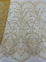 Tissu en dentelle rose NI.AI entièrement perlé avec broderie de sequins, matériau de luxe pour mariages et fêtes LY6172