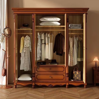 Armoire en bois massif de style rétro américain, moderne et simple, avec trois, quatre ou cinq portes et tiroirs, armoire supérieure