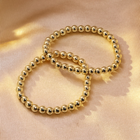 Bracelet minimaliste en acier inoxydable extensible avec perles, plaqué or 18 carats, délicat, lisse, empilable, pour usage quotidien, bijoux unisexe