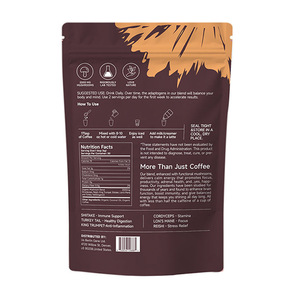 Café instantané aux extraits de champignons à base de plantes OEM/ODM, faible acidité, en poudre, emballé sous vide, 180g, qualité alimentaire, antioxydant, certifié Halal - Product Image 3