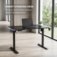 Table de jeu électrique en acier inoxydable AOR avec support de tasse, crochet pour casque, bande lumineuse latérale, design moderne, usage commercial