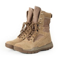 Bottes de combat tactiques en cuir pleine fleur kaki, chaussures de sécurité noires pour cadets