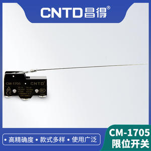 Micro-interrupteur électrique CNTD Changde CM-1705 à réinitialisation automatique, à long manche, avec fil d'acier et circuit SPDT en plastique - Product Image 6