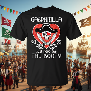 Camiseta del Festival Pirata Gasparilla 2025 con Diseño 'Just Here For The Booty' - Product Image 3
