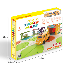 Nuevo Juguete Creativo Interactivo para Niños con Luz y Música <span class=keywords><strong>El</strong></span>éctrica, Laberinto de Pistas DIY, Autobús Escolar de Plástico, 58 Piezas, Edades 3+ - Product Image 3