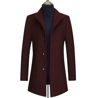 Veste Trench en Mélange de Laine pour Homme avec Col Montant et Manches Longues Style Business Grande Taille pour l'Hiver