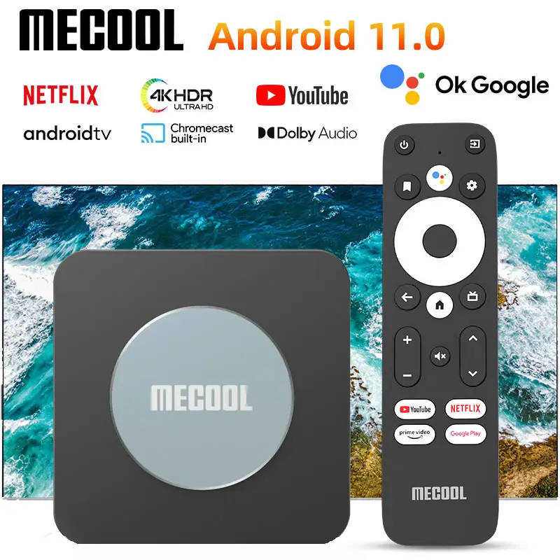 Boîtier décodeur MECOOL Android TV Box KM2 Plus 4K Amlogic S905X4 2G 16GB Atmos USB3.0 DDR4 Ethernet WiFi 100M LAN