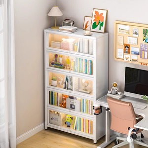 Bibliothèque Iyanen Enon FGSG 1 avec porte en verre et acier, armoire de rangement autoportante avec panneau arrière, étagère multi-niveaux - Product Image 3