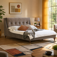 Cadre de lit rembourré gris élégant et doux pour chambre à coucher moderne