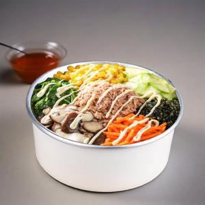 Contenedor desechable de aluminio de calidad alimentaria a precio mayorista, tazón de papel blanco para ensalada y sopa con tapa - Product Image 1
