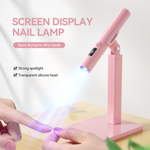 360 Rotatable 2 in 1 LCD Display Flash Curing Gel Extension Light Pink/White 3W Mini UV Led Touch Nail Lamp - Product Image 1