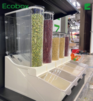 ECOBOX Bacs de stockage alimentaire à gravité pour haricots, graines, grains de café, aliments secs, céréales, en plastique, pour les magasins