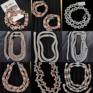Collane a catena con maglia cubana di diamanti con Pass <span class=keywords><strong>925</strong></span> <span class=keywords><strong>argento</strong></span> 6mm-15mm due file ghiacciate Hip Hop VVS Moissanite con diamanti - Product Image 4