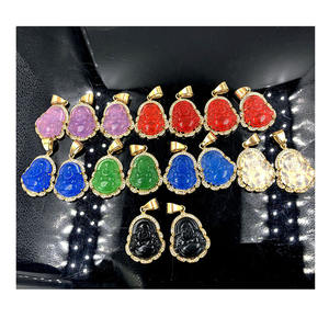 BMZ 2024 produk baru 36*27mm giok asli batu alam merah muda liontin Buddha Mini - Product Image 5