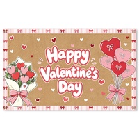 Balon Hati Poliester Latar Belakang Selamat Hari Valentine 180X110Cm Buket Kain Spanduk Foto Booth Perlengkapan Pesta Pernikahan
