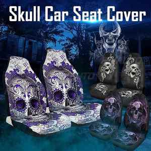 Housse de siège de voiture universelle avec imprimé crâne 3D, protection de siège avant, coussin de siège, couverture complète pour la plupart des voitures, accessoires de voiture SUV, 1/2 pièce - Product Image 1