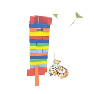 나무 타워 스태킹 게임, 주사위를 토핑 사탑 장난감 파티 가족 게임이있는 미세 운동 기술 몬테소리 빌딩 블록