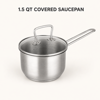 Casserole en acier inoxydable ANMEI 1,5 QT avec couvercle en verre, compatible induction, petite marmite de cuisson, ustensiles de cuisine, vente en gros d'usine
