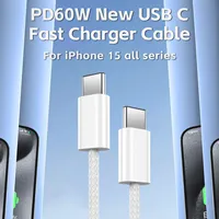 Câble Tressé USB C vers USB C 60W pour iPhone 15 Charge Rapide 3A Type C Câble Ligne de Charge pour iPhone 15 PRO Max