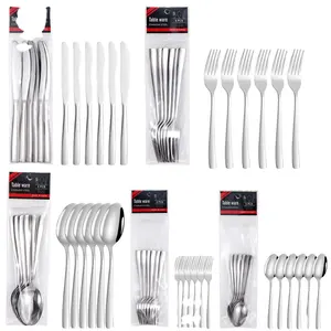 Middle East series stainless steel square handle fork and spoon set pvc bag cutlery 6 pieces of Western steak knife set