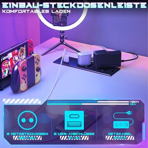 Table de jeu de luxe avec éclairage LED RGB, hauteur réglable, bureau d'ordinateur <span class=keywords><strong>pour</strong></span> la maison, le bureau, la chambre, surface en métal acier inoxydable - Product Image 5