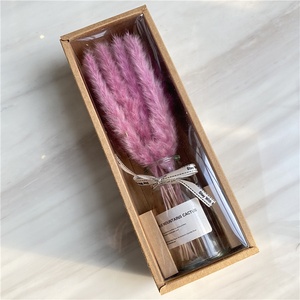 SZ0491 Juego de Regalo de Hierba de Pampas <span class=keywords><strong>con</strong></span> Florero de Vidrio para Decoración del Hogar, Hierba de Pampas Seca Pequeña en Caja de Regalo - Product Image 2