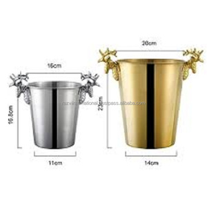 Metal SS Shiny Polished Wine <b>Bucket</b> With Handle Factory Direct Custom Metal <b>Beer</b> <b>Bucket</b> Champagne Cooler - Product Image 5