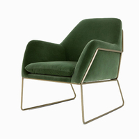 Fauteuil d'appoint en velours rose minimaliste nordique avec base en traîneau doré, chaise longue de détente pour salon