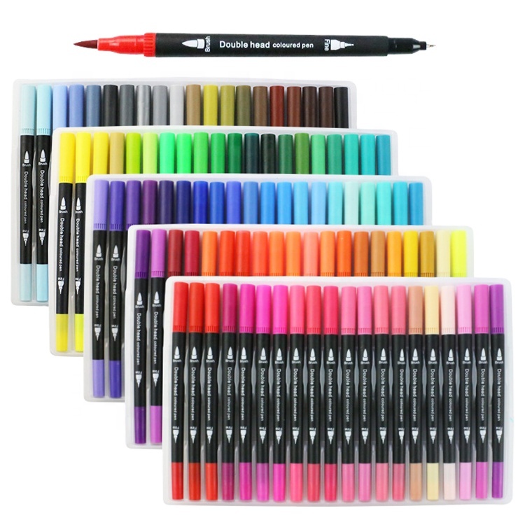 Высококачественный набор для письма, рисования, канцелярских принадлежностей на заказ, многоцветные двусторонние художественные маркеры для детей, рисование и маркировка