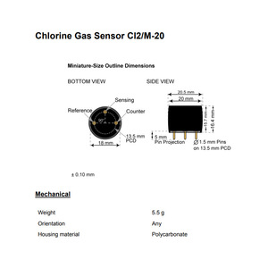 Sensor de Gas Cl2 Membrapor CL2M-20, Detector Electroquímico Miniatura de Alta Precisión para Monitoreo de Calidad del Aire - Product Image 3
