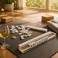 Jeu de tuiles de Mahjong américain en acrylique monocouche blanc brillant, série Insectes sur mesure, couleur UV, pour divertissement festif