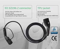 Câble de recharge pour véhicule électrique Zencar, nouveau, IP65, 32A, 7kW, type 2 vers NACS 16A, 5m, TPU, utilisé dans les stations de recharge AC publiques avec prise T2, certifié TUV CE