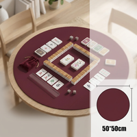 Tapis de jeu de Mahjong rond en PU 50*50cm, accessoires de jeu de Mahjong en cuir de qualité supérieure, dessous de plat, cadeau pour les amateurs de Mahjong