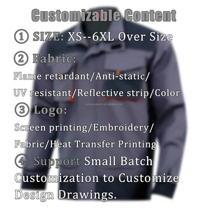 100% di cotone personalizzato Anti-statico ciao Vis Workwear manica lunga ritardante di fiamma nastro riflettente tuta Plus Size abbigliamento da lavoro - Product Image 6