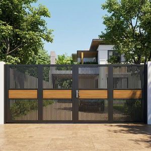 <span class=keywords><strong>Portail</strong></span> coulissant moderne en aluminium pour cour, allée et entrée extérieure, avec ouverture électrique - Product Image 1