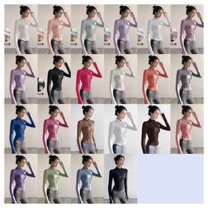 Veste de yoga à manches longues pour femmes grande taille, à séchage rapide, avec fermeture é<span class=keywords><strong>clair</strong></span> intégrale, pour la course en plein air, veste de fitness et de Pilates hautement extensible - Product Image 2
