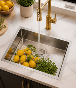 Fregadero <span class=keywords><strong>de</strong></span> <span class=keywords><strong>Cocina</strong></span> Rectangular Moderno Hecho a Mano, <span class=keywords><strong>de</strong></span> Una o Dos Orificios para Grifo, <span class=keywords><strong>de</strong></span> Acero Inoxidable Negro NANO Cepillado, Empotrable, con Lavabo Grabado en Relieve - Product Image 5