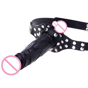 Double Dieu Ceinture Vibrante Réglable avec Godemiché Loup et Bâillon Bouche pour Lesbiennes Dong SM Bondage - Product Image 1