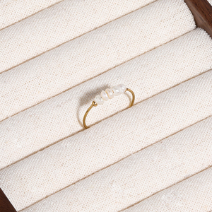Bagues en acier inoxydable pour femmes, bagues, perles d'eau douce irrégulière, plaquées or 18K, bijoux sans polissage, offre spéciale