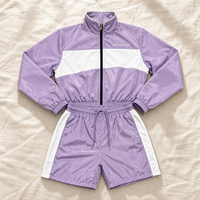 Ensemble veste et short pour homme à col montant, fermeture éclair intégrale, taille à cordon, vêtements de sport légers, conception de logo personnalisée, tenue OEM ODM