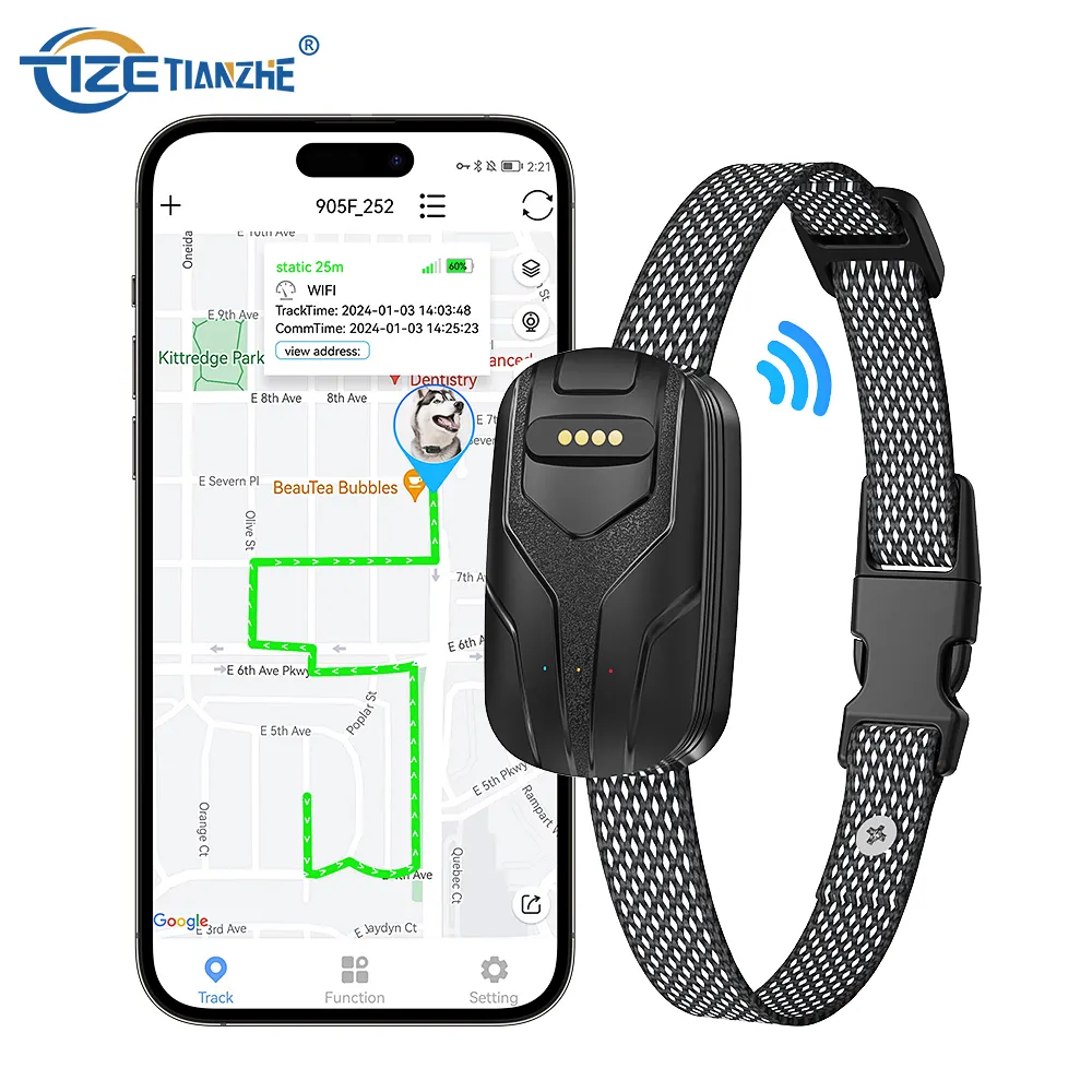TIZE Nouvelle Version Geo Clôture Mini Pet Smart Wear Pet Anti-Perte Dispositif GPS Chien Collier Pet Locator Tracker