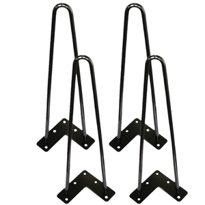 Juego de 4 patas para mesa tipo horquilla, patas de acero resistentes para muebles con orificios preperforados, repuesto DIY para mesa de comedor - Product Image 1