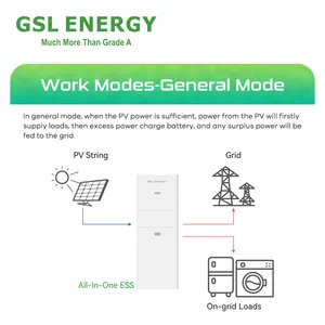 GSL ENERGY新しいオールインワンバッテリー5KWソーラーインバーター、10Kwh 48V 200AHリチウムイオンバッテリー、太陽エネルギー貯蔵システム用