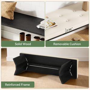 <span class=keywords><strong>Banco</strong></span> de pie de cama Tribesigns de 55 pulgadas de madera maciza con cojín extraíble para sentarse en el dormitorio principal - Product Image 2