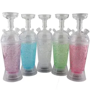 Fabriek Groothandel Op Maat Draagbare Reis Acryl Shisha Led Auto Waterpijp Bekers Elektronisch Roken Mini Shisha Hookah